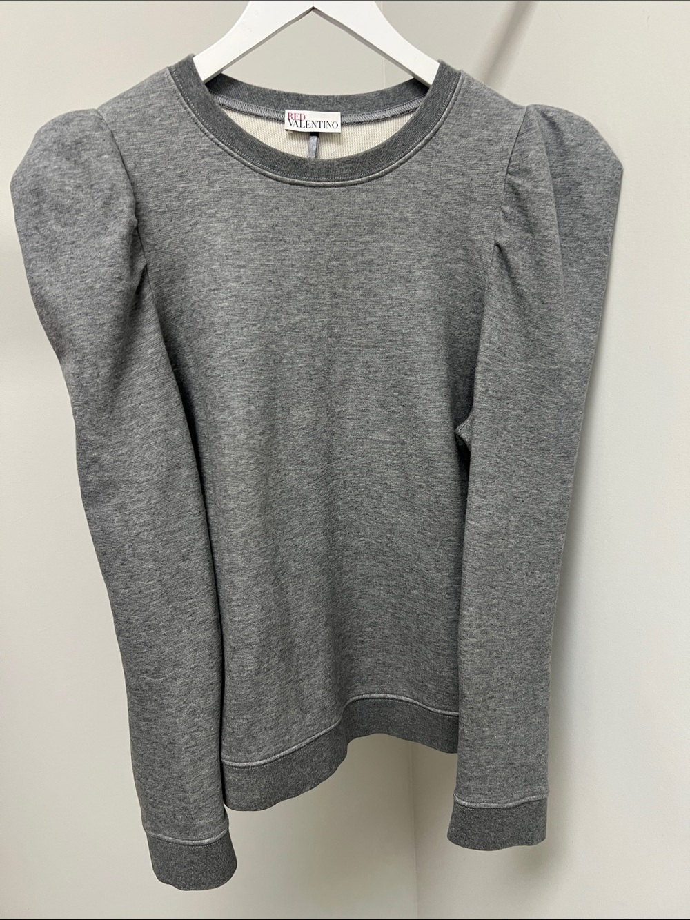 RED Valentino Gray Puff-Sleeve Sweatshirt